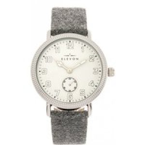 Elevon Mens Northrop Wool-Overlaid Leather-based-Band Watch – White Stainless Metal – One Dimension