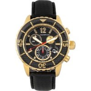 Morphic Mens M51 Series Chronograph Leather-Band Watch w/Date – Gold Stainless Steel – One Size