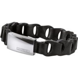 Police Unisex : “Confederate” Black Leather Wrist Watch – Silver – One Size