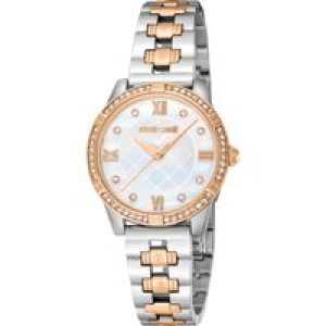 Roberto Cavalli Womens RC5L032M0105 Women Quartz White MOP Stainless Steel 5 ATM 30 mm Watch – Silver & Gold – One Size