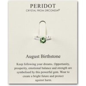 August (Peridot) Adjustable Birthstone Ring Created with Zircondia® Crystals