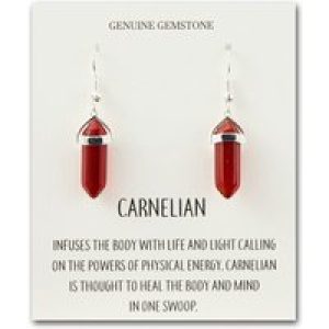 Carnelian Gemstone Drop Earrings with Quote Card