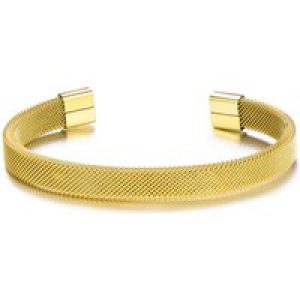 Males’s Gold Plated Stainless Metal Mesh Cuff Bracelet