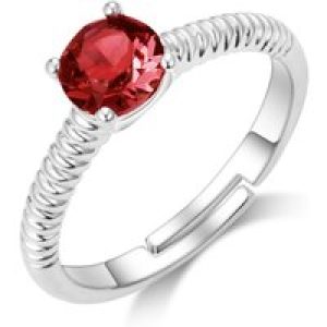 Red Adjustable Crystal Ring Created with Zircondia® Crystals