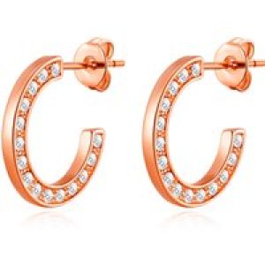 Rose Gold Plated Crystal Edge Hoop Earrings Created With Zircondia® Crystals