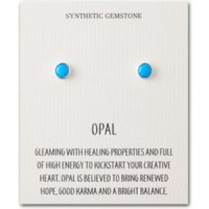 Artificial Blue Opal Stud Earrings with Quote Card