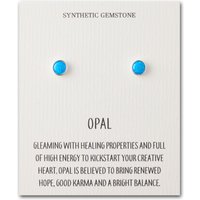 Artificial Blue Opal Stud Earrings with Quote Card - Image 2