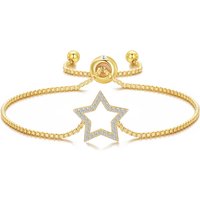 Gold Plated Star Friendship Bracelet Created with Zircondia® Crystals - Image 2