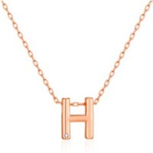 Rose Gold Plated Initial Necklace Letter H Created with Zircondia® Crystals