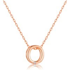 Rose Gold Plated Initial Necklace Letter O Created with Zircondia® Crystals