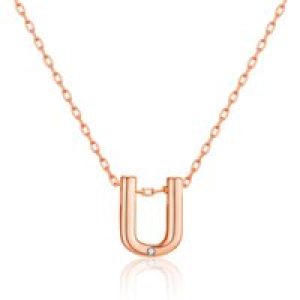 Rose Gold Plated Initial Necklace Letter U Created with Zircondia® Crystals