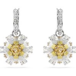 Swarovski Idyllia drop earrings, Flower, Yellow, Rhodium plated