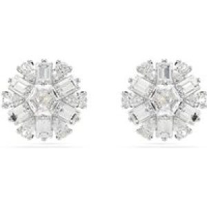 Swarovski Idyllia Rhodium Plated Blended Cuts Snowflake Stud Earrings