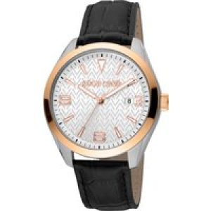 Roberto Cavalli RC5G048L0035 Mens Quartz Stainless Steel Silver Leather 10 ATM 42 mm Watch – Black – One Size