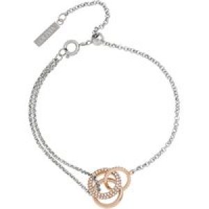 Olivia Burton Vintage Crystal Silver + Rose Gold Interlink Bracelet – 18cm