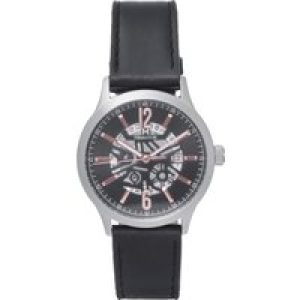Heritor Automatic Mens Dayne Leather-Band Watch w/Date – Black & Rose Gold Stainless Steel – One Size