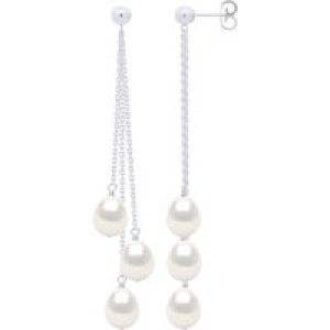 Ateliers Saint Germain Womens Earrings Trio – 3 Real Cultured Freshwater Pearls Pear 7-8 mm – White White Gold – One Size