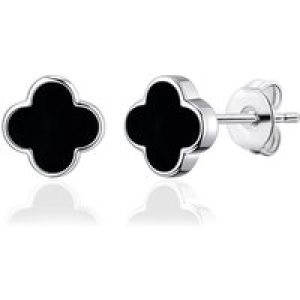 Black Onyx Gemstone Clover Earrings