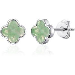 Inexperienced Aventurine Gemstone Clover Earrings