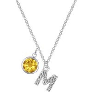 Pave Preliminary M Necklace with Birthstone Allure Created with Zircondia® Crystals