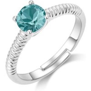 Blue Adjustable Crystal Ring Created with Zircondia® Crystals