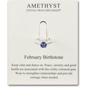 February (Amethyst) Adjustable Birthstone Ring Created with Zircondia® Crystals