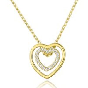 Gold Plated Double Middle Necklace Created with Zircondia® Crystals
