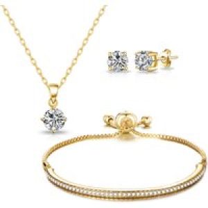 Gold Plated Friendship Set Created with Zircondia® Crystals