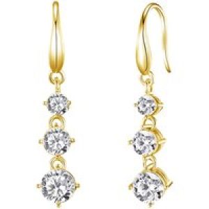 Gold Plated Graduated Drop Earrings Created with Zircondia® Crystals