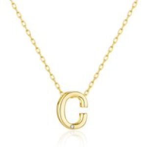 Gold Plated Preliminary Necklace Letter C Created with Zircondia® Crystals
