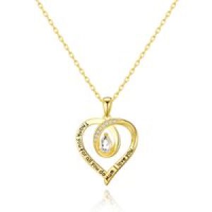 Gold Plated Mum I Love You Quote Necklace Created with Zircondia® Crystals