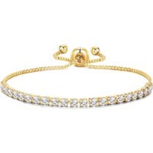 Gold Plated Solitaire Friendship Bracelet Created with Zircondia® Crystals