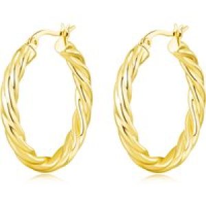 Gold Plated Thick Twisted Hoop Earrings