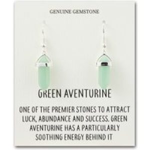 Inexperienced Aventurine Gemstone Drop Earrings with Quote Card