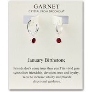 January Birthstone Hoop Earrings Created with Garnet Zircondia® Crystals