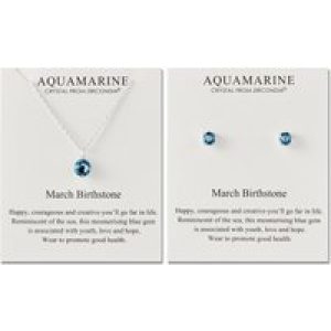 March (Aquamarine) Birthstone Necklace & Earrings Set Created with Zircondia® Crystals