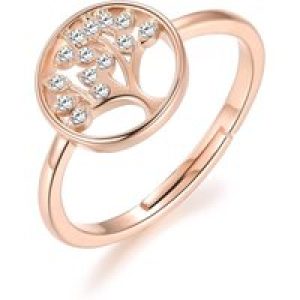 Rose Gold Plated Adjustable Tree of Lifestyles Ring Created with Zircondia® Crystals