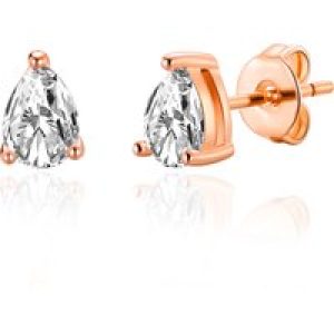 Rose Gold Plated Pear Earrings Created with Zircondia® Crystals