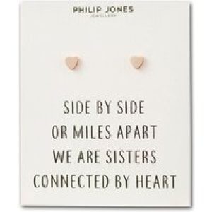 Rose Gold Plated Sister Center Stud Earrings with Quote Card