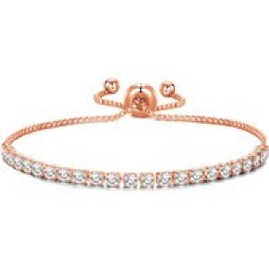 Rose Gold Plated Solitaire Friendship Bracelet Created with Zircondia® Crystals