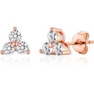 Rose Gold Plated 3 Stone Earrings Created with Zircondia® Crystals