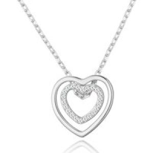 Silver Plated Double Center Necklace Created with Zircondia® Crystals