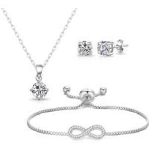 Silver Plated Infinity Friendship Set Created with Zircondia® Crystals