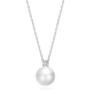 Silver Plated Spherical Shell Pearl Necklace Created with Zircondia® Crystals