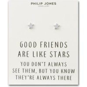 Silver Plated Superstar Stud Earrings with Quote Card