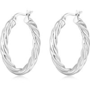 Silver Plated Thick Twisted Hoop Earrings
