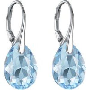Sterling Silver Aquamarine Drop Earrings Created with Zircondia® Crystals