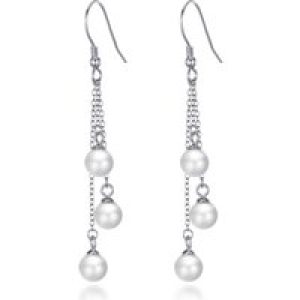 Sterling Silver Triple White Pearl Drop Earrings