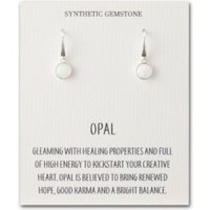 Artificial White Opal Drop Earrings with Quote Card