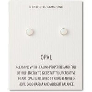 Artificial White Opal Stud Earrings with Quote Card